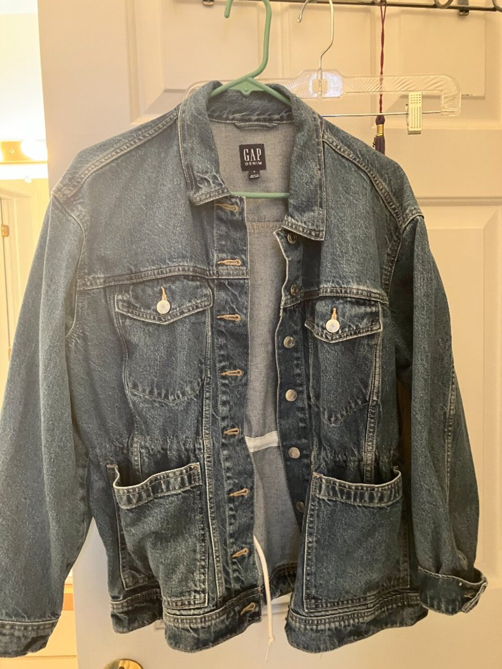 gap size M drawstring Jean jacket, classic with draw string, Barely used